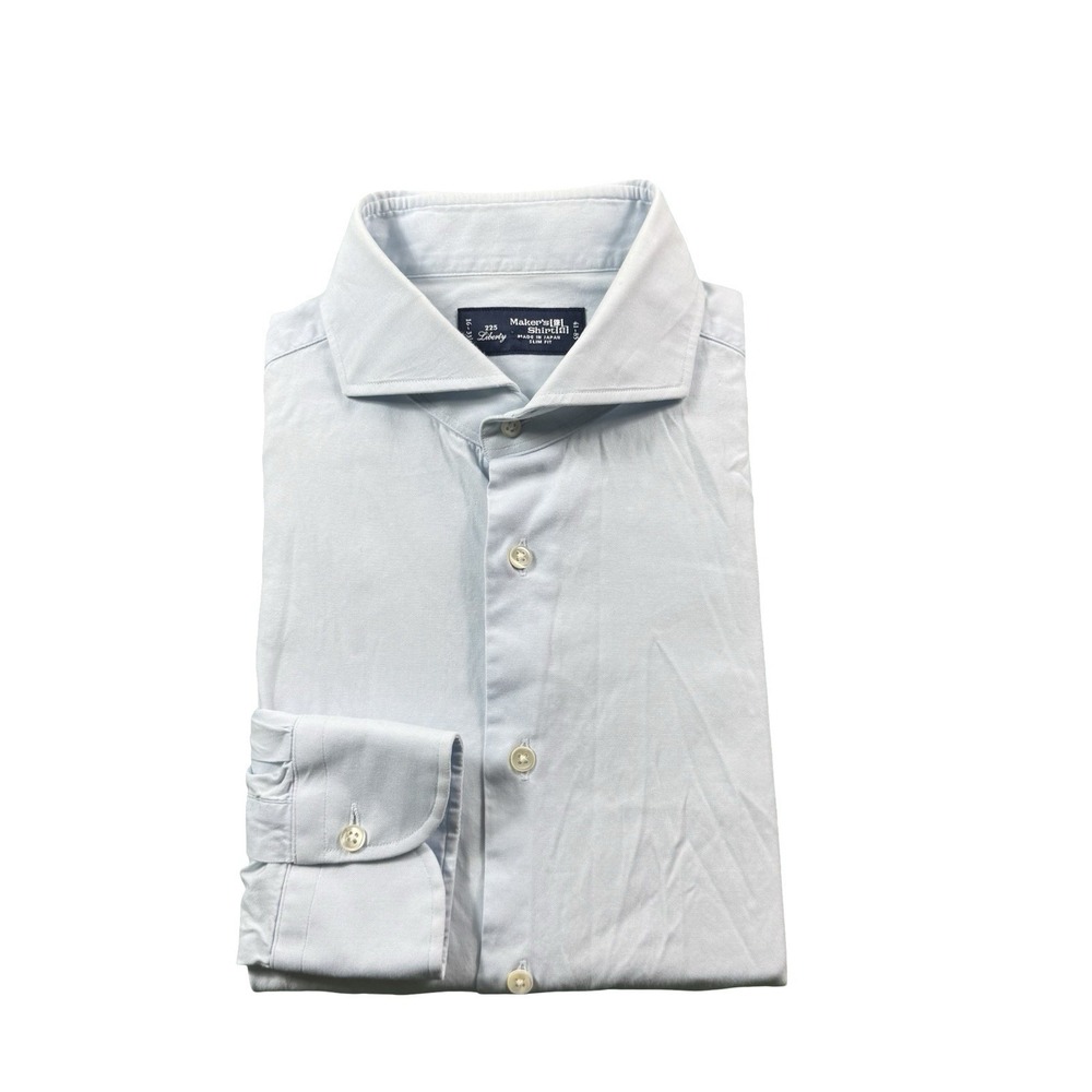 Makers Shirt Kamakura 225 Liberty Blue Cotton Slim Fit Shirt 16 33.5
